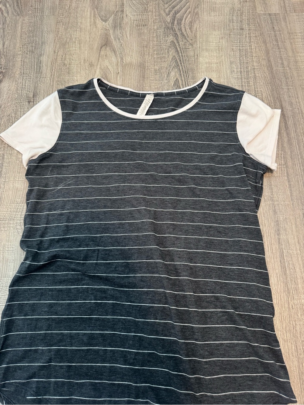lululemon athletica Charcoal Stripe Tee with White Sleeves